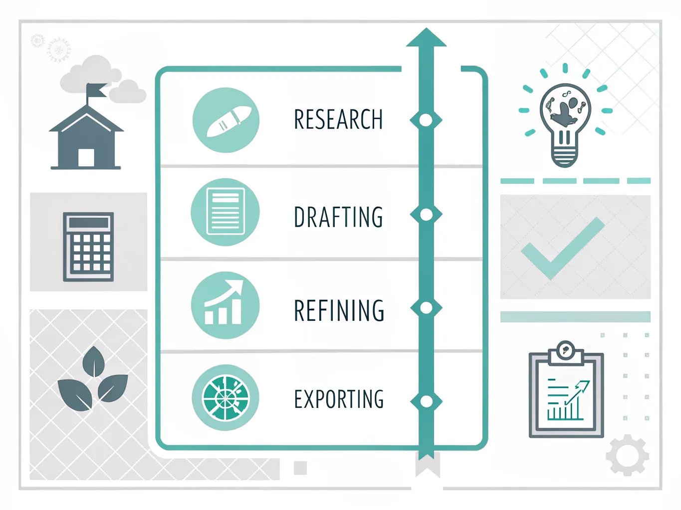 Infographic showing a weekly workflow using free AI tools for research, drafting, and note cleanup.